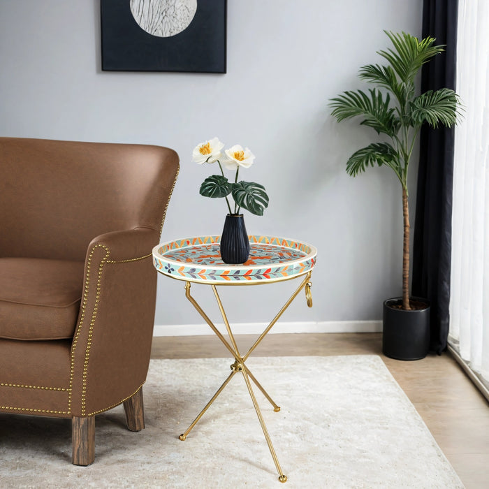 Large Peranakan Floral Bone Inlay Side Table - ipse ipsa ipsum