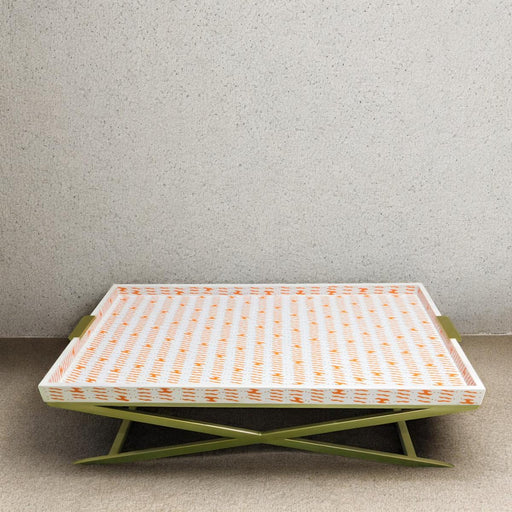 nymeria bone inlay coffee table - white and orange - ipse ipsa ipsum