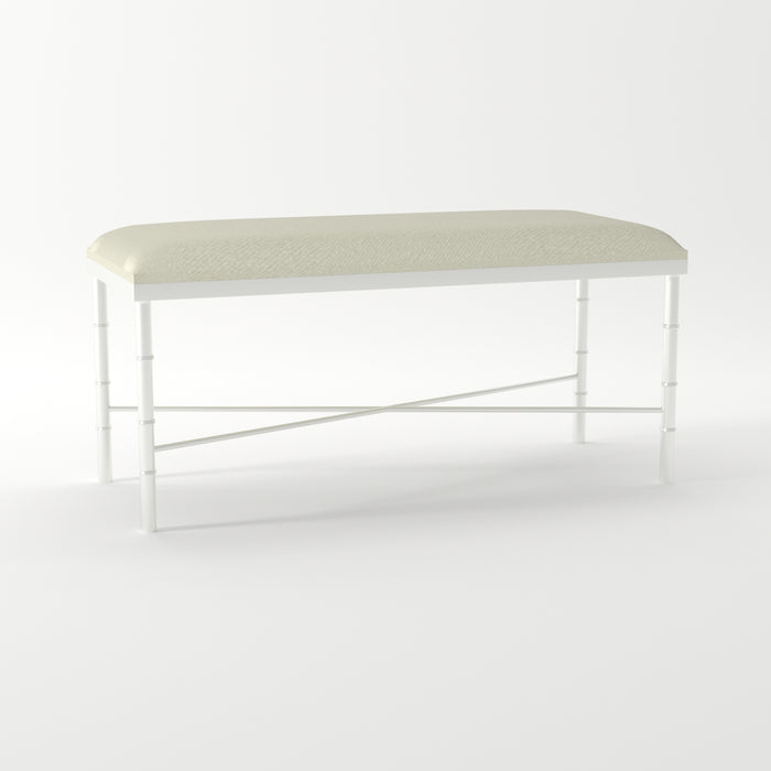 Bamboo White Velvet Cowhide Ottoman - ipse ipsa ipsum